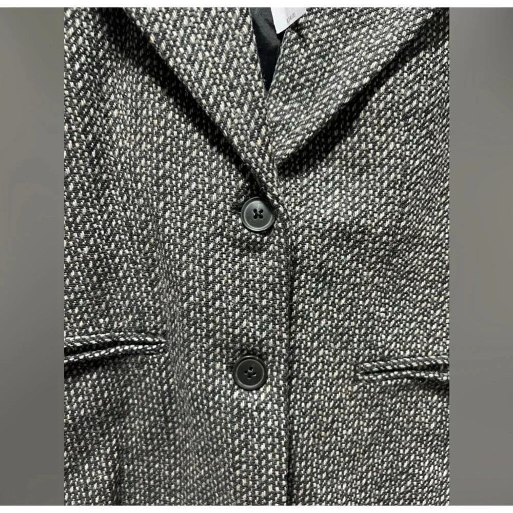 NWT Banana Republic size 4 Wyldee tweed blazer black & stone wool blend lined - Picture 2 of 8